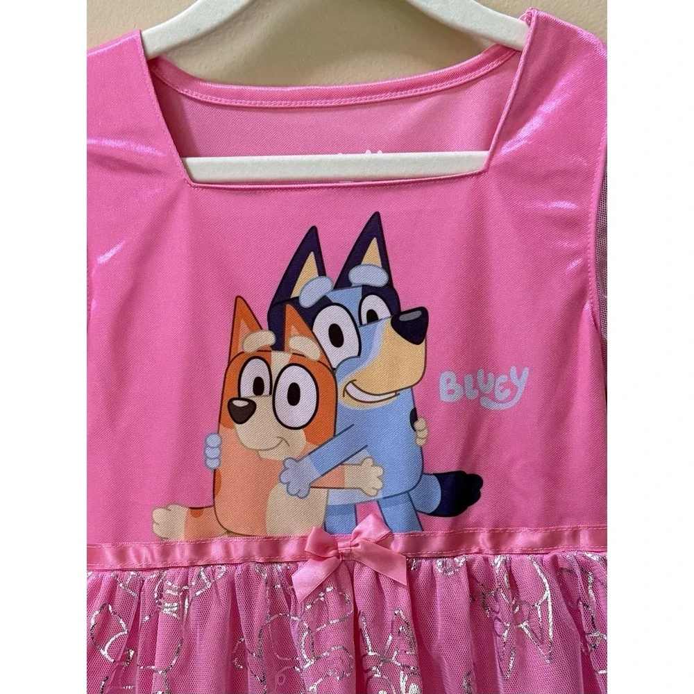 NEW Bluey & Bingo Girls Bluey Fantasy Nightgown Square Neckline -Pink Size L NWT